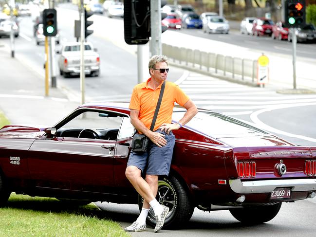 Sam Newman with his 1969 Mustang. Picture: Jason Edwards