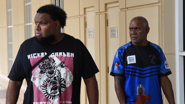 Alleged murder victim Henry Asera's nephews, including Sem Tom (right), who gave evidence in the Supreme Court at Darwin on October 29, 2024. Picture: Alex Treacy