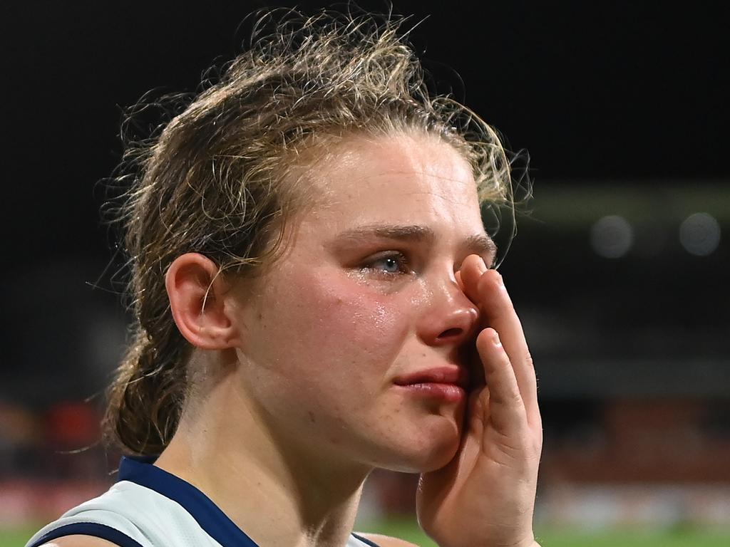 Chloe Scheer was left shattered post-match. Picture: Getty Images