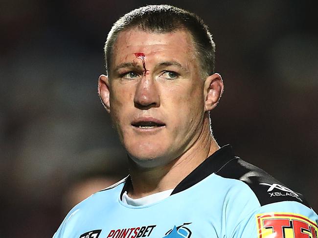 SYDNEY, AUSTRALIA - SEPTEMBER 14: Paul Gallen of the Sharks looks dejceted after defeat during the NRL Elimination Final match between the Manly Sea Eagles and the Cronulla Sharks at Lottoland on September 14, 2019 in Sydney, Australia. (Photo by Mark Metcalfe/Getty Images)