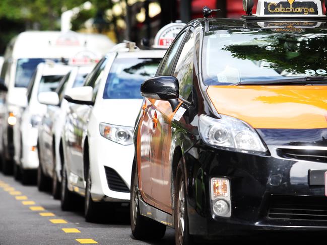 The taxi rank in Albert Street in Brisbane. Pics Tara Croser.