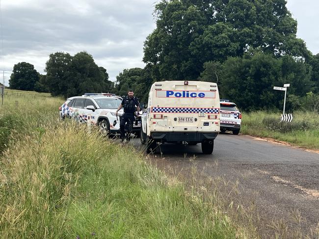 Police have locked down Schellbachs Road in Kingaroy after reports of shots fired.