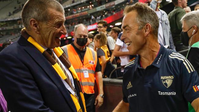 Jeff Kennett with former Hawthorn coach Alastair Clarkson, who is the subject of some serious allegations.