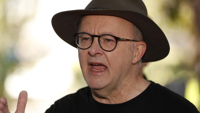 VOICEREF23 Pictured is Prime Minister Anthony Albanese  for the Referendum on The Voice at Balmain Public School polling station today in Balmain, NSW. Picture: Tim Hunter.