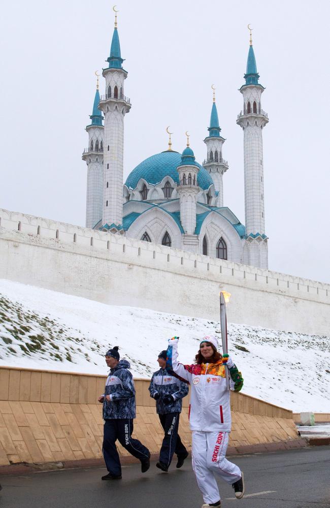 The Sochi 2014 Winter Olympic torch rolled through Kazan.