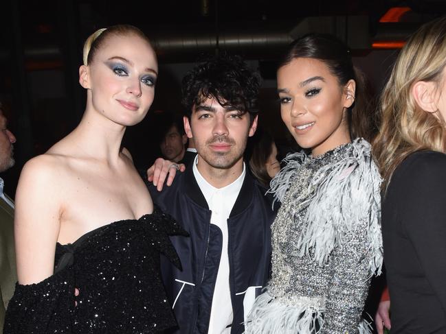 Sophie Turner, Joe Jonas and Hailee Steinfeld at Republic Records party. Picture: Getty Images for Republic Records