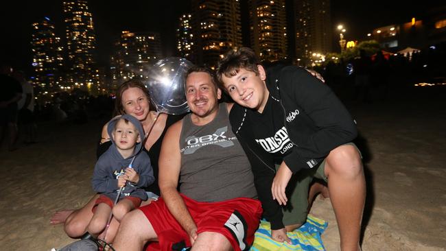 A family enjoying fireworks on New Year’s Eve. Picture: Mike Batterham