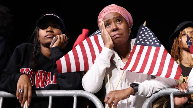 Harris supporters during an election night event at Howard University in Washington, DC. Picture: Charly Triballeau/AFP