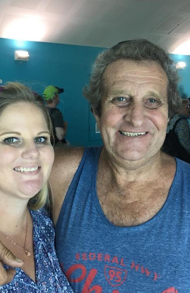 Tracey Payne with her father Steve Bowen, who died in a truck crash south of Townsville.