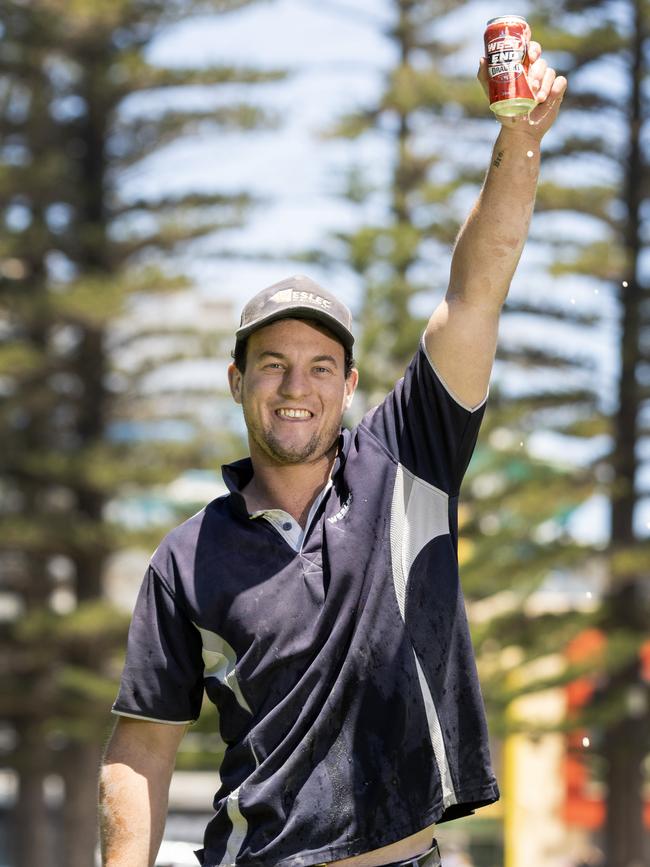 Beer snake bandit Lachie Burtt. Picture: Kelly Barnes