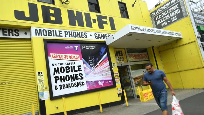 SYDNEY, AUSTRALIA - NewsWire Photos FEBRUARY, 15, 2021:  An exterior view of a JB HI-FI store at Leichhardt in Sydney. Picture: NCA NewsWire/Joel Carrett