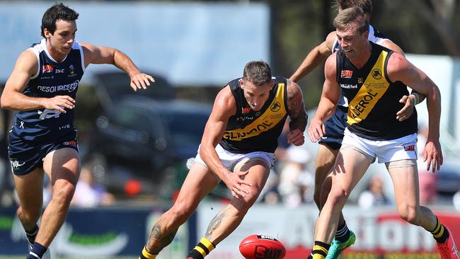 Jesse White will lead the Glenelg ruck at Woodville Oval. Picture: Tait Schmaal