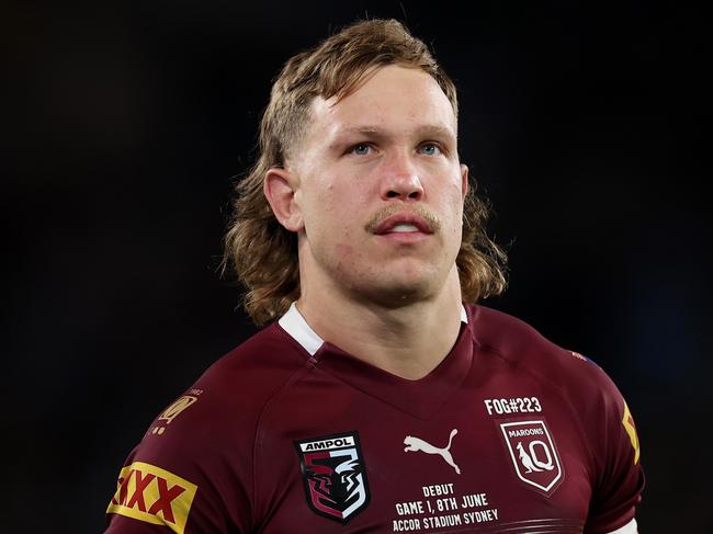 SYDNEY, AUSTRALIA - JUNE 08: Reuben Cotter of the Maroons looks on during game one of the 2022 State of Origin series between the New South Wales Blues and the Queensland Maroons at Accor Stadium on June 08, 2022 in Sydney, Australia. (Photo by Cameron Spencer/Getty Images)