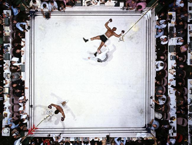 Aerial Shot of Muhammad Ali after knocking out Cleveland Williams in 1966
