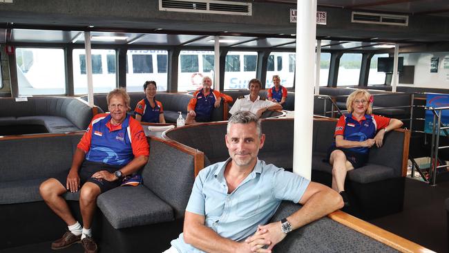 Sunlover Reef Cruises General Manager Greg Erwin with staff members Ted Woolley, Makie Yato, Vance Fahey, Dave Evans, Iris Porhenger and Nikki Lowmass on the company's Tropic Sunbird vessel. Picture: Brendan Radke