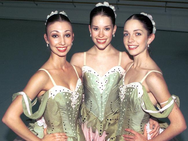 A young Dana Stephensen (centre) at the Australia Ballet School in Melbourne. (Pictured with fellow ballerinas Teagen Lowe and Gabby Raetz.)