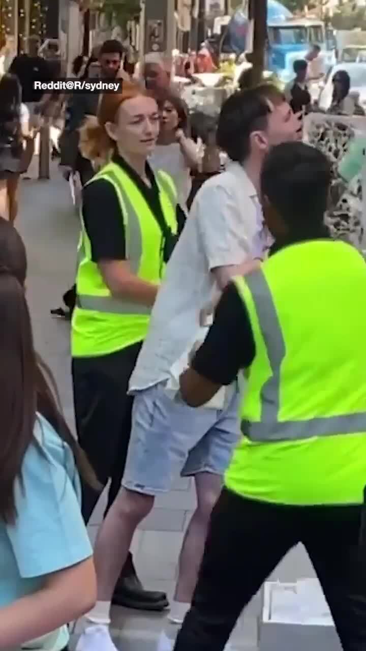 Man gets tongue stuck on ice block