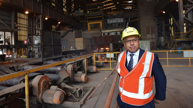 EMBARGO FOR TWAM 12 OCT 2019  NO REUSE WITHOUT PERMISSIONHead of GFG Sanjeev Gupta visits the Arrium Steel plant in Whyalla, South Australia. Monday, July, 17, 2017. British industrialist Sanjeev Gupta plans to invest $1 billion or more in Arrium's Whyalla Steelworks to ensure its future viability. (AAP Image/David Mariuz) NO ARCHIVING