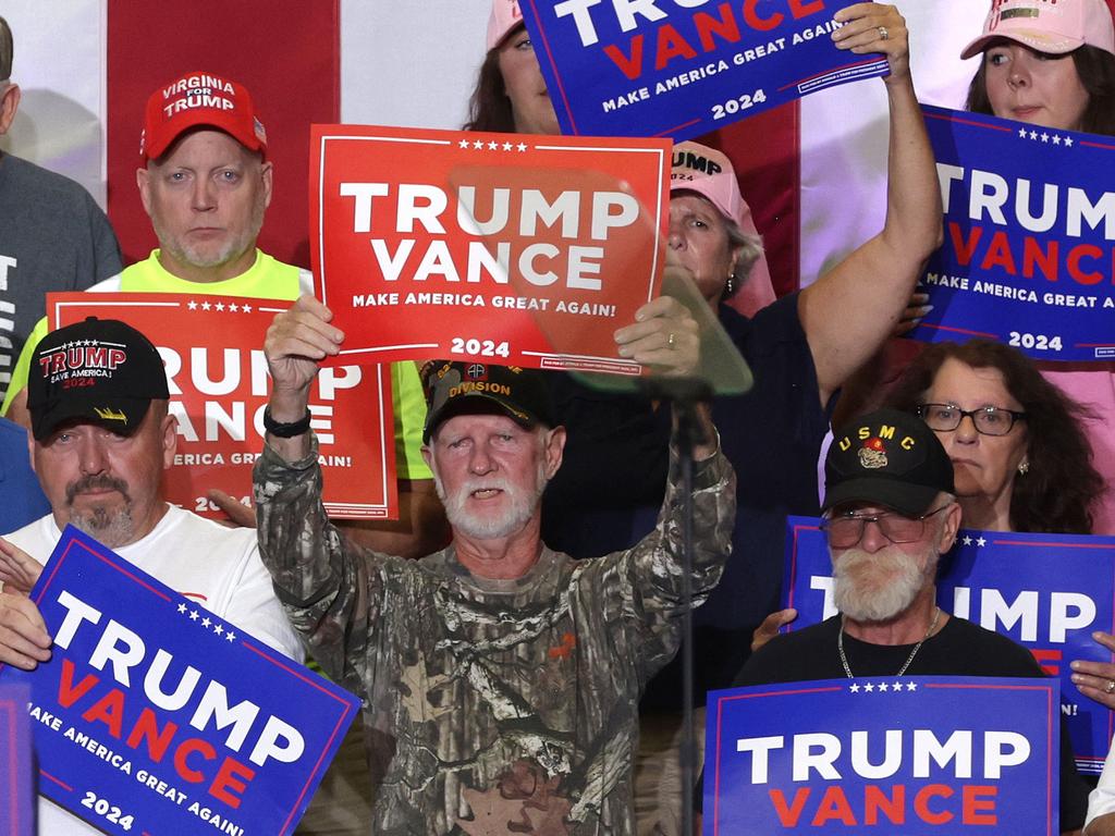 Donald Trump’s supporters out in force at a rally in Virginia. Picture: Getty Images via AFP