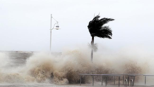 The Strand Rock Pools gets high winds and big waves after Cyclone Yasi. Pics Adam Head