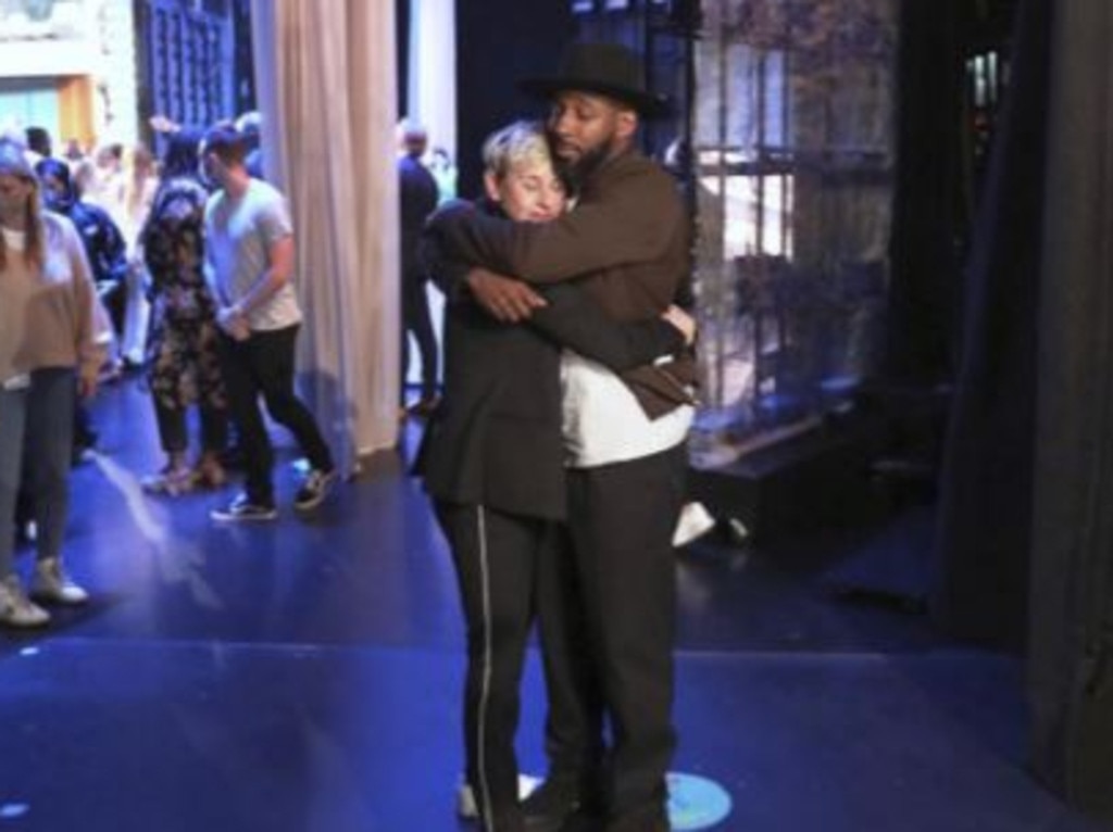 Ellen DeGeneres with close friend Stephen “tWitch” Boss during her show’s final taping. Picture: Warner Bros