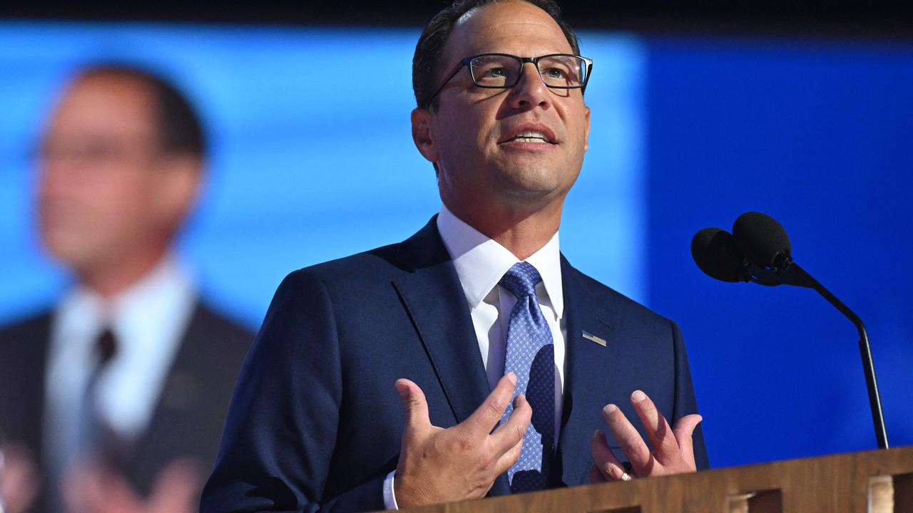 Pennsylvania Governor Josh Shapiro on stage. Picture: AFP.