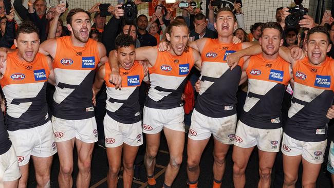 We’re getting used to the Giants song. Picture: AAP