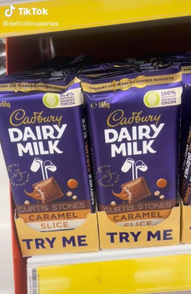 A new Cadbury block created by Curtis Stone has been launched at Coles. Picture: TikTok/deficitincalories