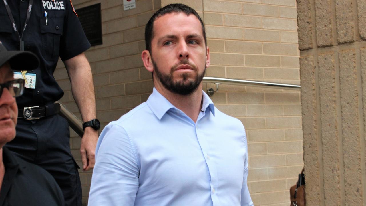 Former constable Zach Rolfe outside the Alice Springs Local Court after invoking the “penalty privilege” in November. Picture: Jason Walls