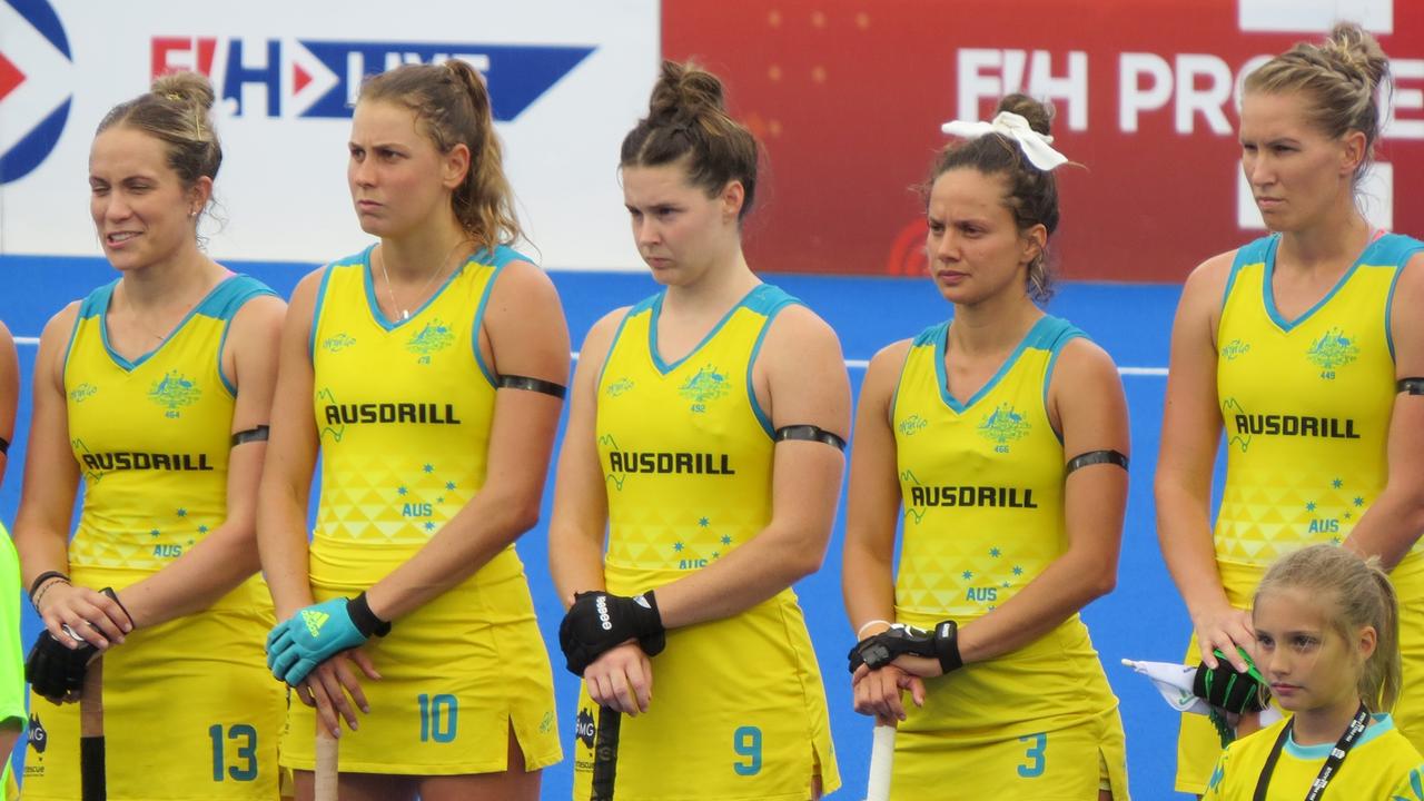 Lily Brazel (centre) says the Hockeyroos internal review was “damning”.