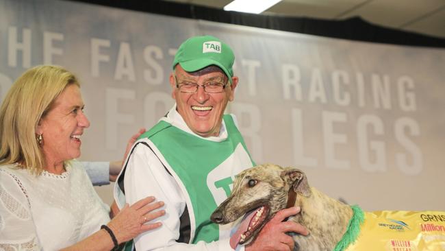 Frank Hurst with Good Odds Harada after it won the TAB Million Dollar Chase. Picture: GRNSW