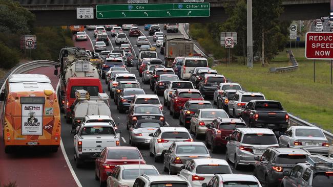 Traffic chaos as workers returned to the city on Monday. Picture: David Crosling