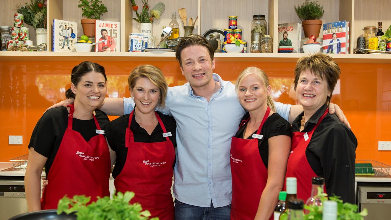 Jamie Oliver visiting his Ministry of Food pop-up kitchen at Colonnades in 2015.