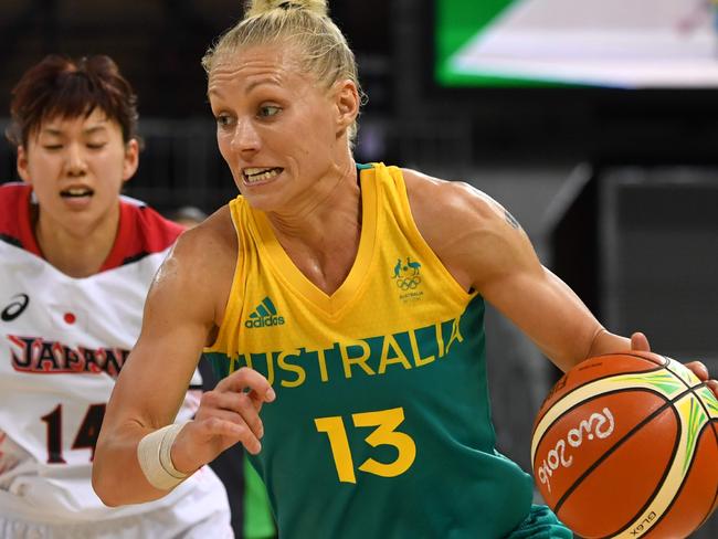 Back in 2016 Erin Phillips was playing as a shooting guard for Australia in the Olympics before code-hopping to the AFLW. Picture: AFP PHOTO/ANDREJ ISAKOVIC