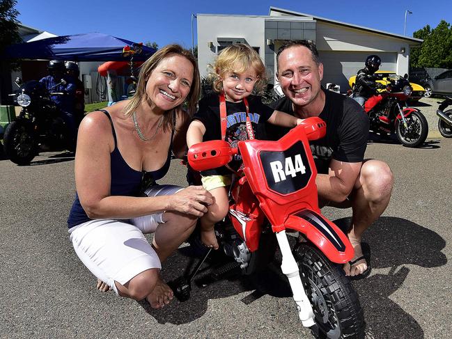 A motorbike crazy toddler can't have a party due to covid-19 restrictions, so his dad put a call out on FaceBook for a drive-by isolation party. PICTURE: MATT TAYLOR.