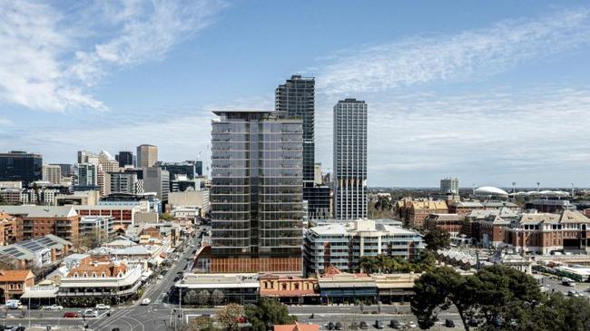 Artist impressions for 21-storey Pelligra apartment block at corner of Rundle St and East Tce., Credit: Tectvs Architecture/Future Urban