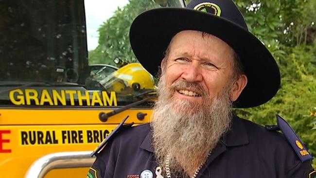 Grantham RFB volunteer Geoff Purton shaved off his hair and beard to raise money for victims of the 2019/20 bushfires. Photo: 7 News.