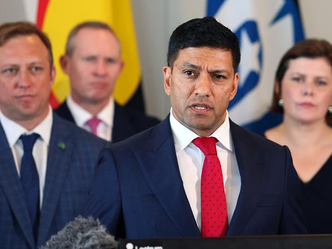 Lance McCallum, Minister for Employment and Small Business, during a press conference in Brisbane. Picture: Tertius Pickard/NCA NewsWire