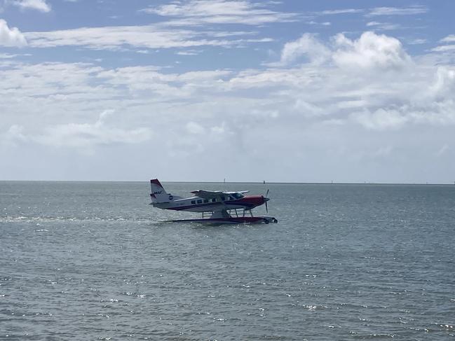 The "P2-WET" Sea Plane comes in to land at Trinity Inlet before heading to PNG to service remote communities. Picture: Angus McIntyre