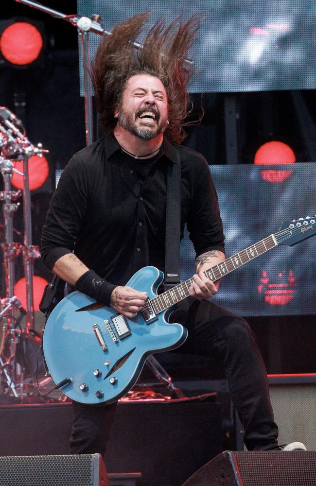 Dave Grohl performs with the Foo Fighters at AAMI Park. Picture: David Geraghty