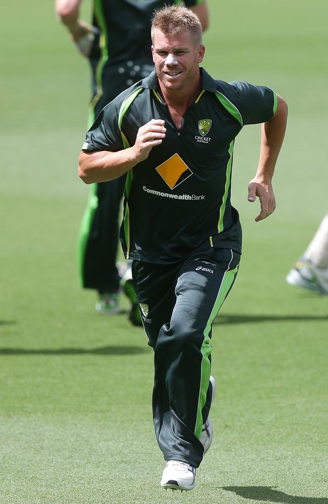 Dave Warner at Australian cricket training.