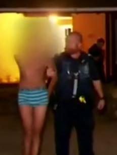 Another of the five youths is taken into custody. Picture: Nine News