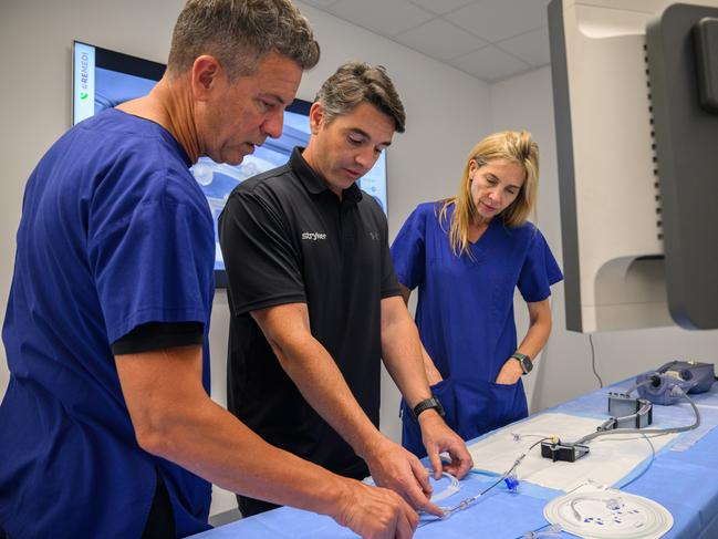 Pictured are Neutex founders Dr Laetitia de Villiers and Dr Hal Rice (in blue) during the first training sessionusing the Azurion. Picture: Supplied