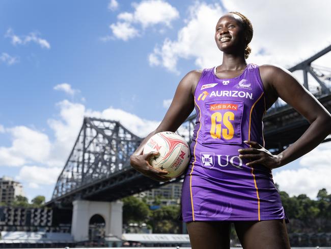 New Firebirds import Goal Shooter Mary Cholhok at Kangaroo Point on Tuesday. Picture Lachie Millard