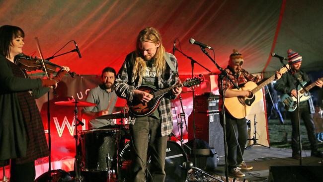2016 Huon Valley Mid-Winter Festival. Craicpot entertains the crowd. Picture: SAM ROSEWARNE