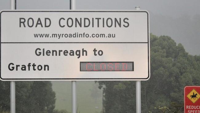 TECH FAIL: The sign outside Glenreagh is barely readable even when it is cloudy. Photo: Tim Jarrett