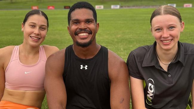 (L-R) Aviva Damjanovic, Romone Lewin and Emily Hatton will represent Australia Regional Australia Team at the 2024 Oceania Athletics Championships in Fiji. Picture: Athletics NT.