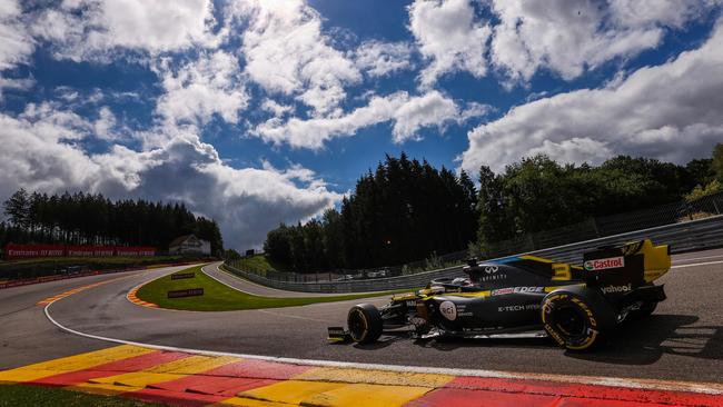 Australian Daniel Ricciardo drives a practice session ahead of the 2020 Belgian Grand Prix at the Spa-Francorchamps circuit, which may not host an F1 race next year. Picture: AFP