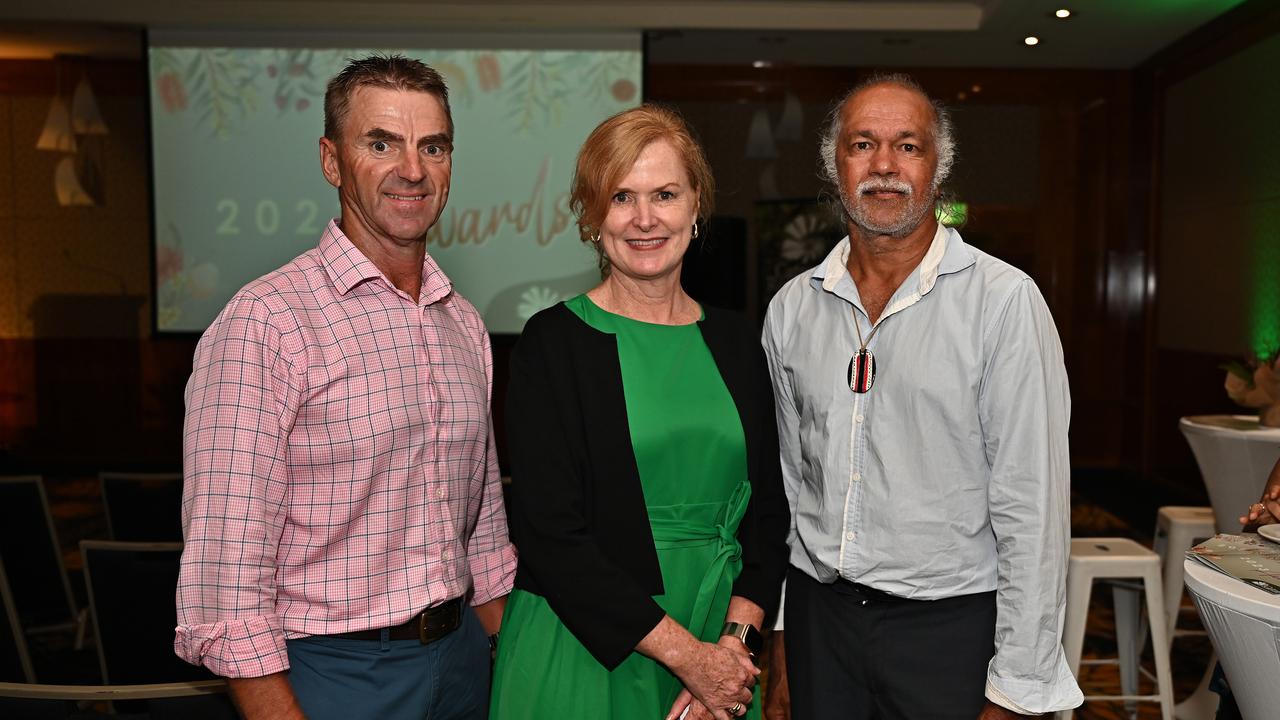 Nick Trompf, Jacinta Reddan and Hendrick Fourmile at the 2023 Cairns Regional CouncilÃ¢â&#130;¬â&#132;¢s Australia Day Awards Ceremony. Picture Emily Barker.