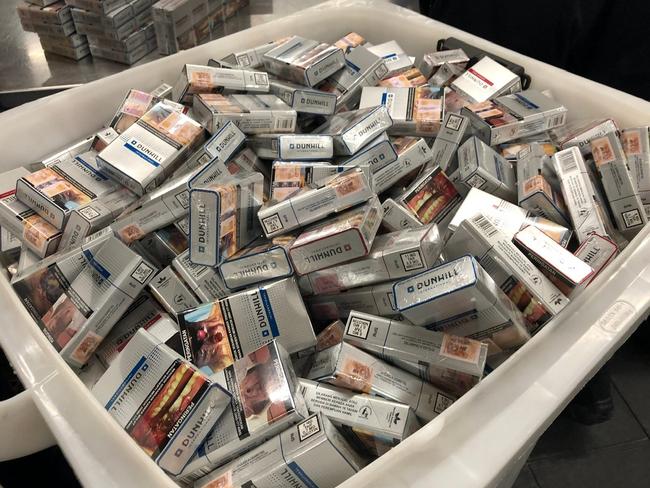 Illegal cigarettes seized from Melbourne Airport earlier this year.